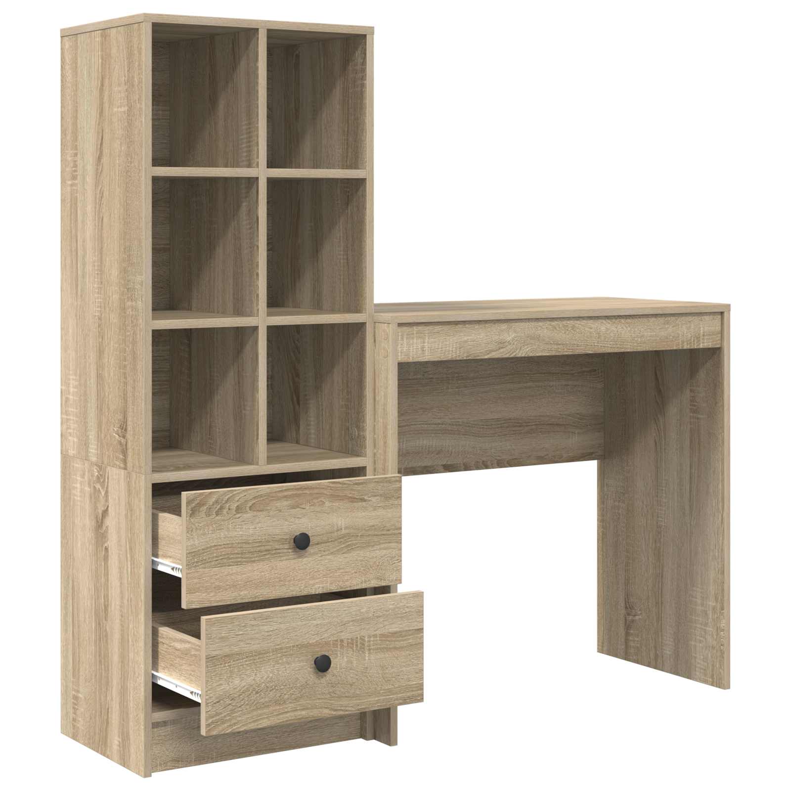 Schreibtisch mit Schubladen mit Regal 2 pcs Sonoma-Eiche