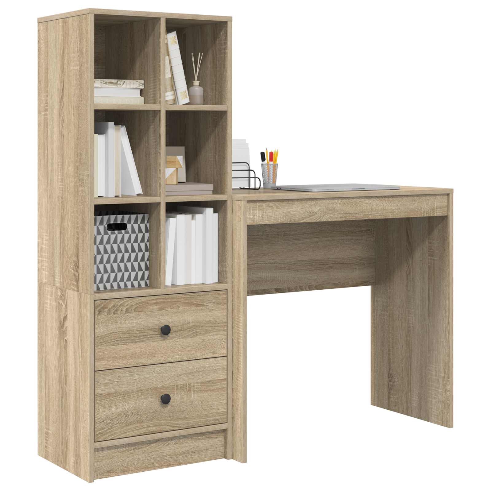Schreibtisch mit Schubladen mit Regal 2 pcs Sonoma-Eiche