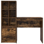 Schreibtisch mit Schubladen mit Regal 2 pcs Geräucherte Eiche