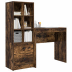 Schreibtisch mit Schubladen mit Regal 2 pcs Geräucherte Eiche
