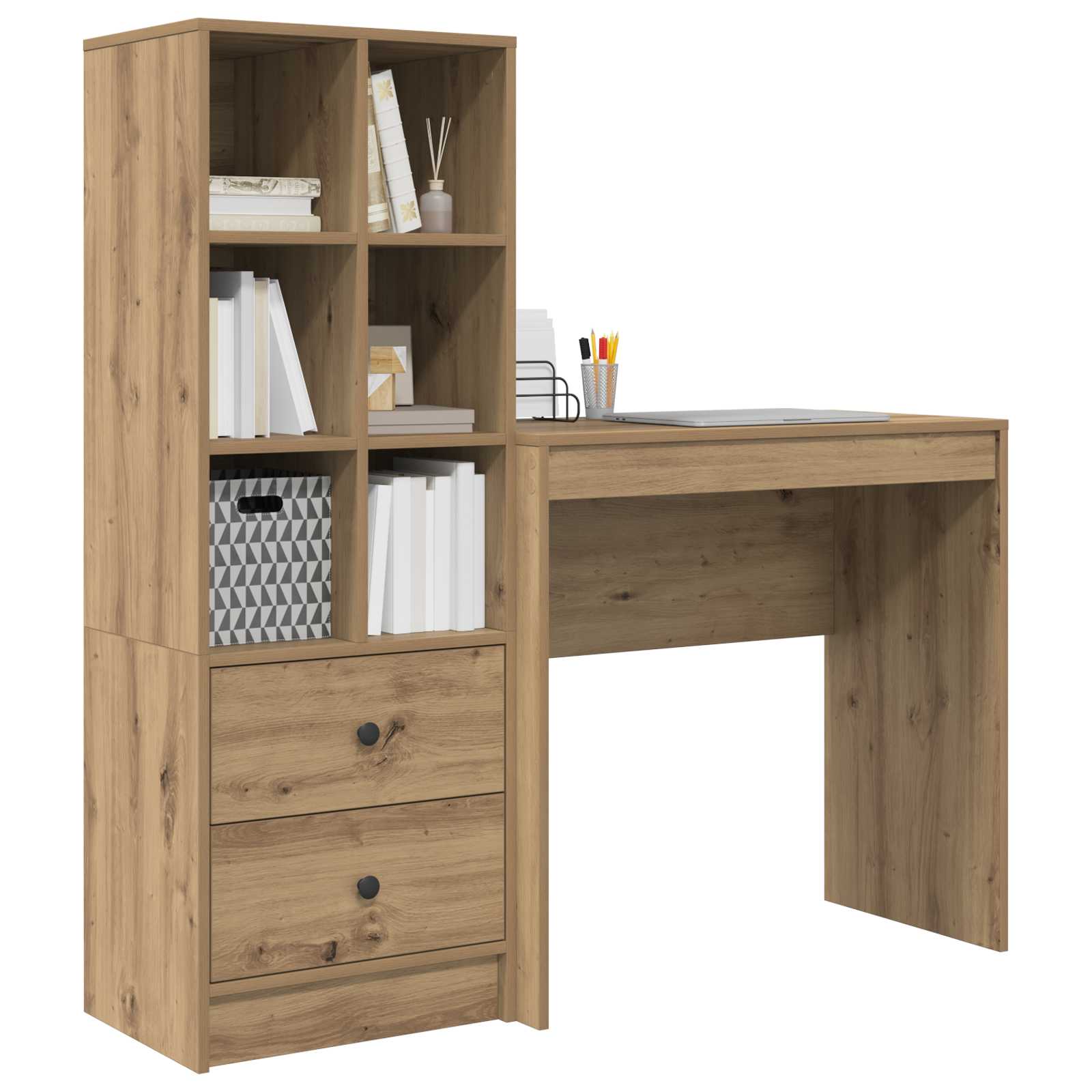 Schreibtisch mit Schubladen mit Regal 2 pcs Artisan-Eiche