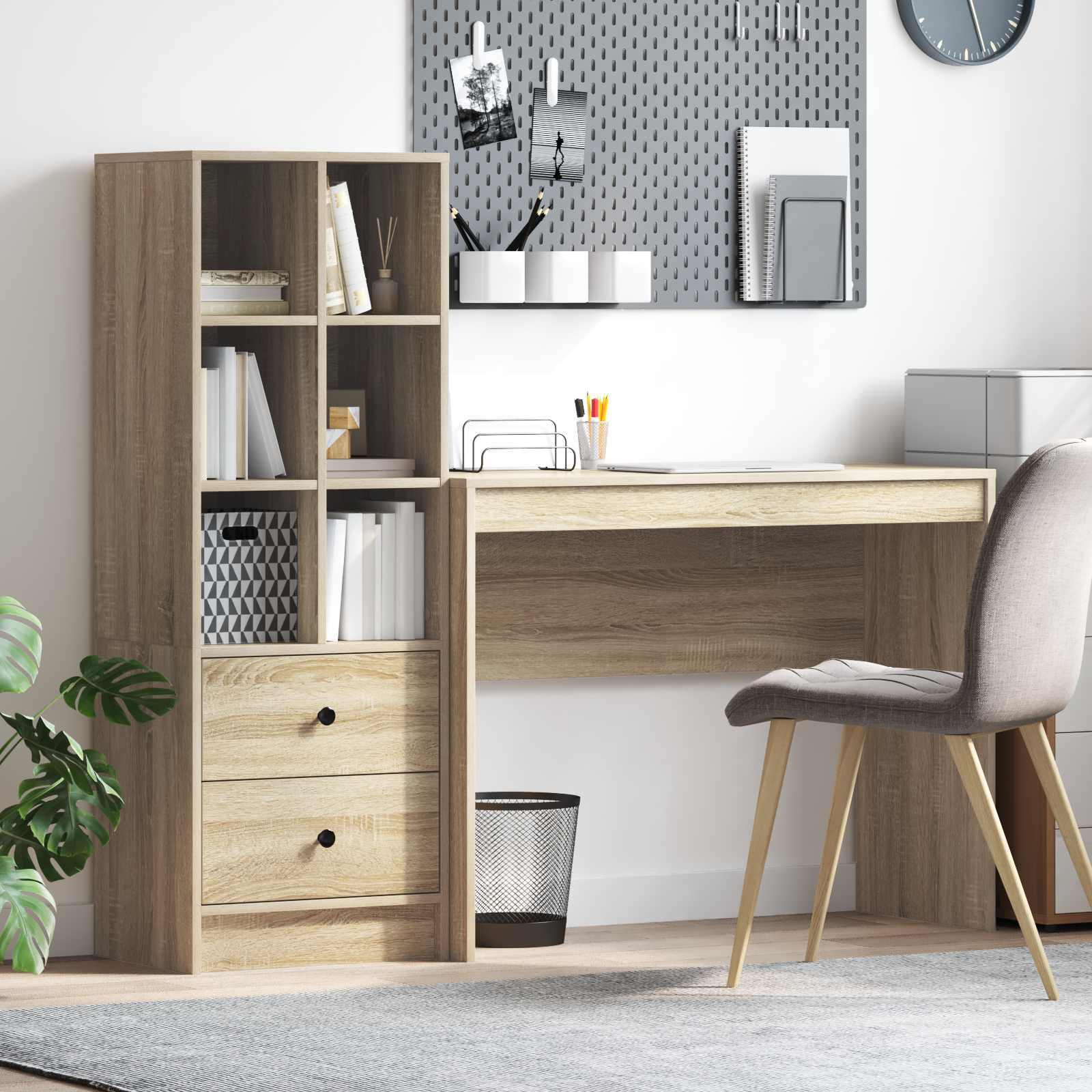 Schreibtisch mit Schubladen mit Regal 2 pcs Sonoma-Eiche