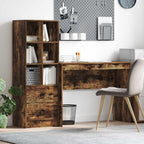 Schreibtisch mit Schubladen mit Regal 2 pcs Geräucherte Eiche
