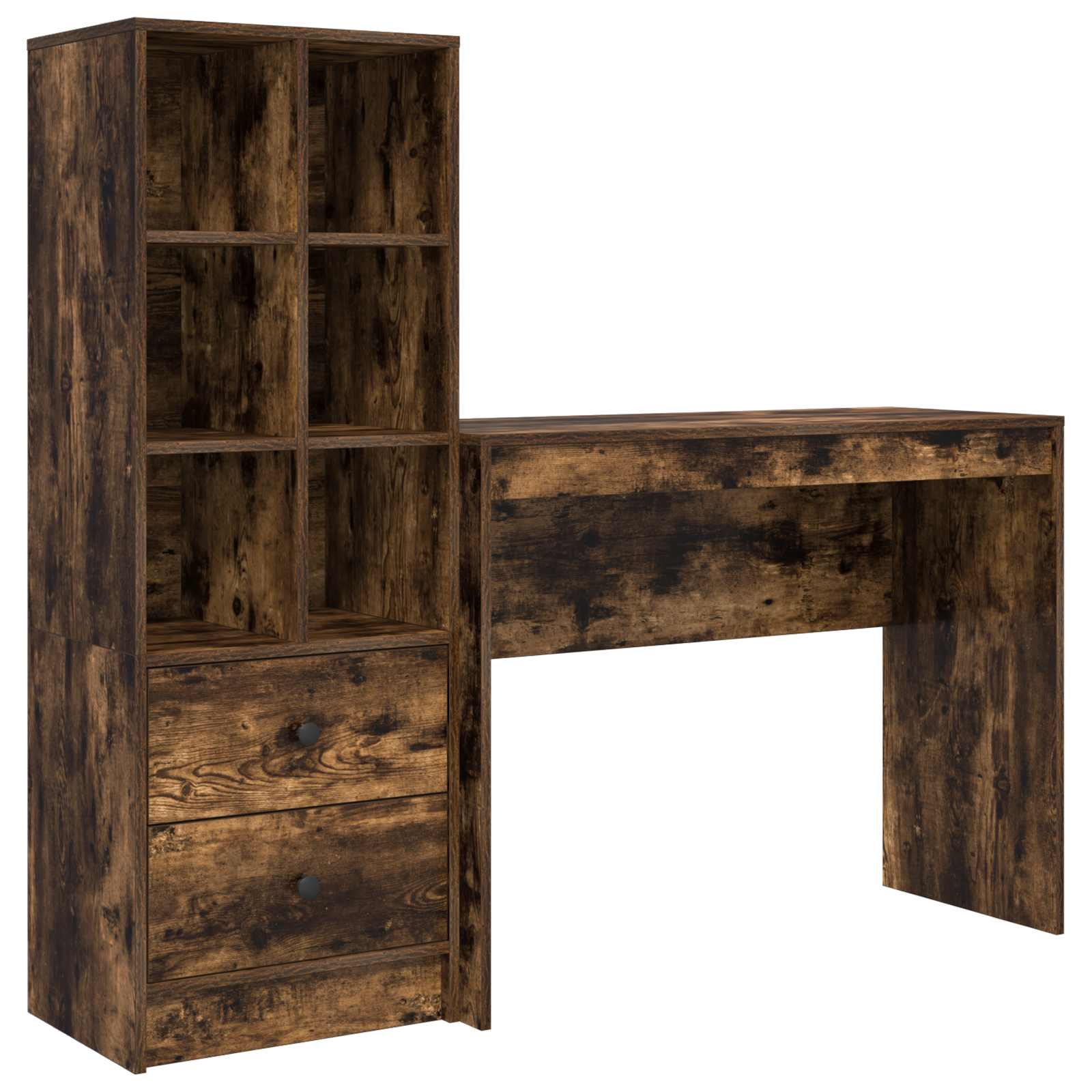 Schreibtisch mit Schubladen mit Regal 2 pcs Geräucherte Eiche