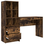 Schreibtisch mit Schubladen mit Regal 2 pcs Geräucherte Eiche