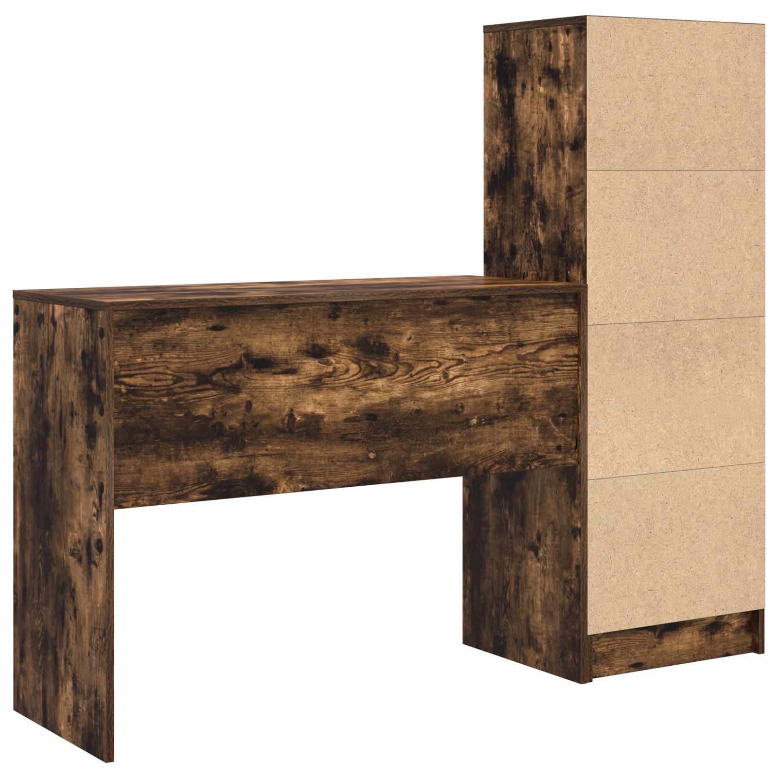 Schreibtisch mit Schubladen mit Regal 2 pcs Geräucherte Eiche