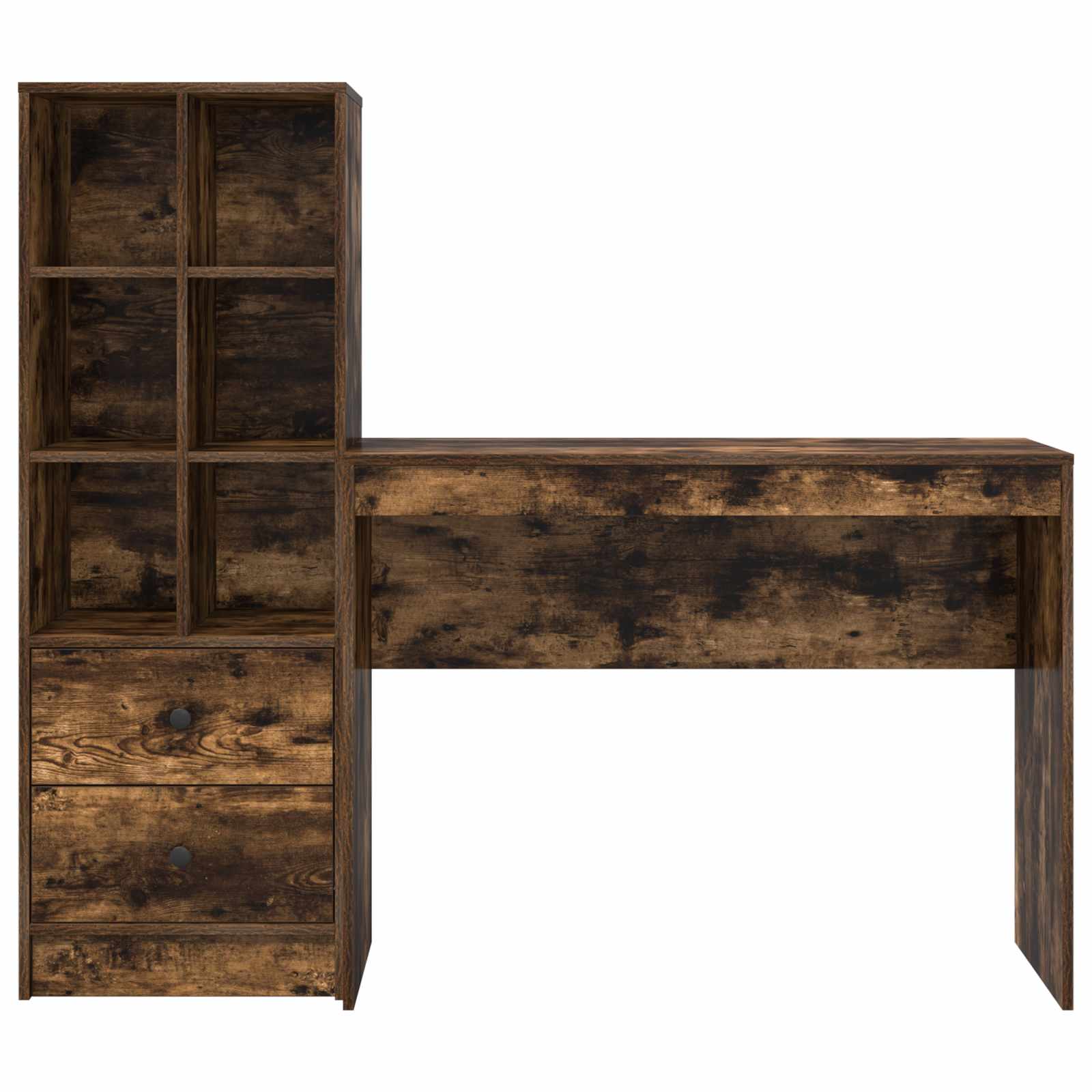Schreibtisch mit Schubladen mit Regal 2 pcs Geräucherte Eiche