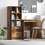 Schreibtisch mit Schubladen mit Regal 2 pcs Altholz