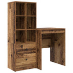 Schreibtisch mit Schubladen mit Regal 2 pcs Altholz