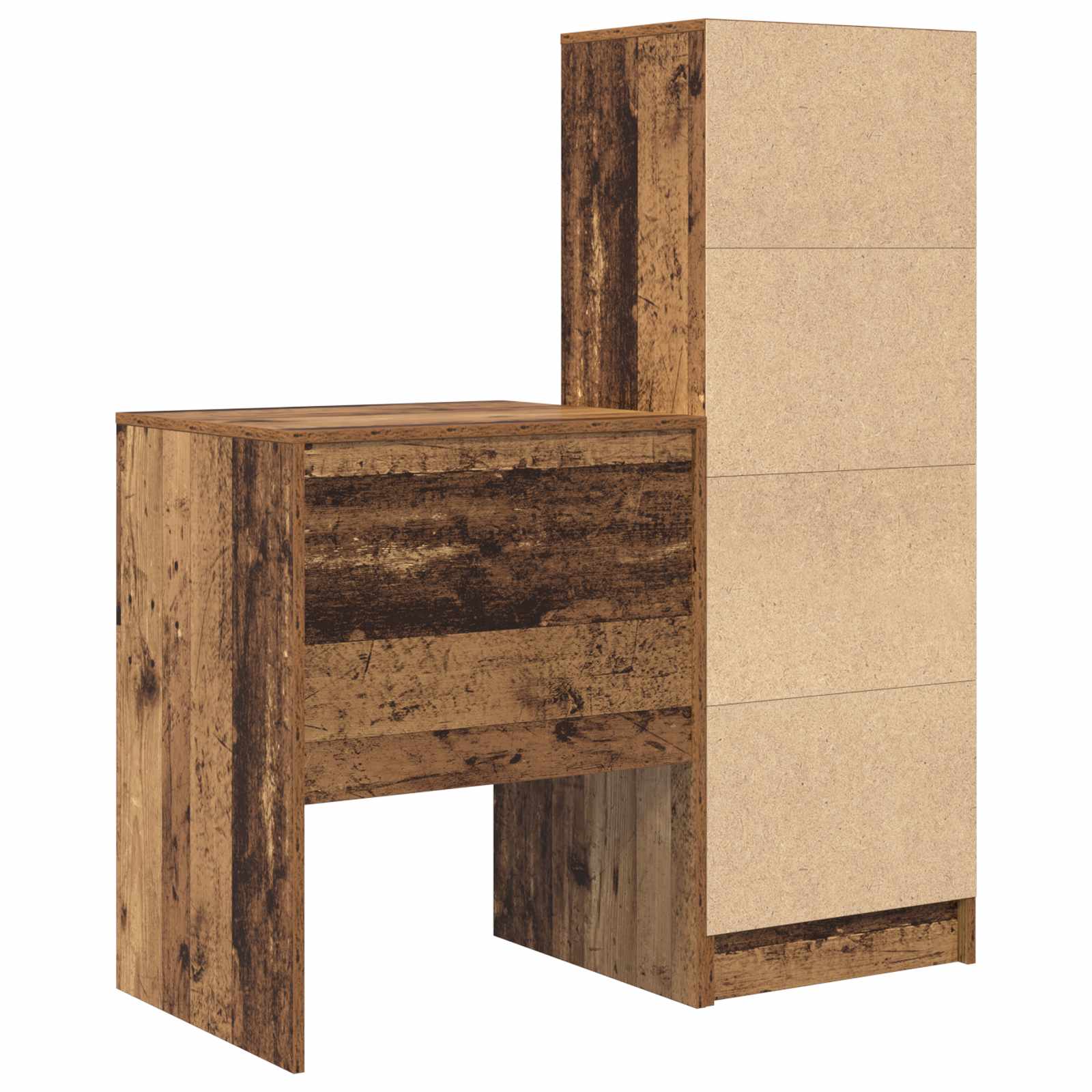 Schreibtisch mit Schubladen mit Regal 2 pcs Altholz