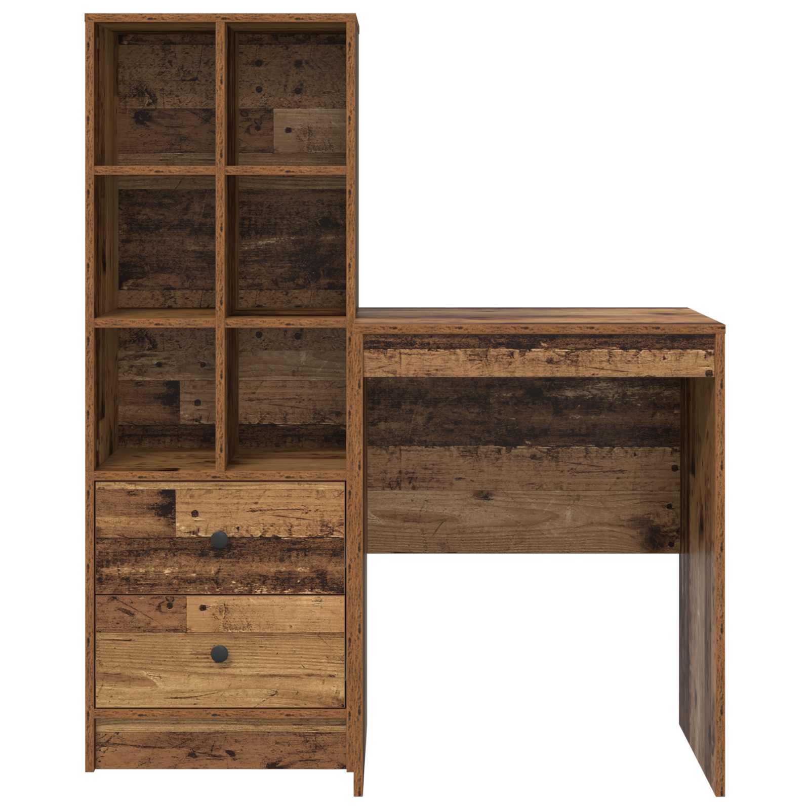 Schreibtisch mit Schubladen mit Regal 2 pcs Altholz