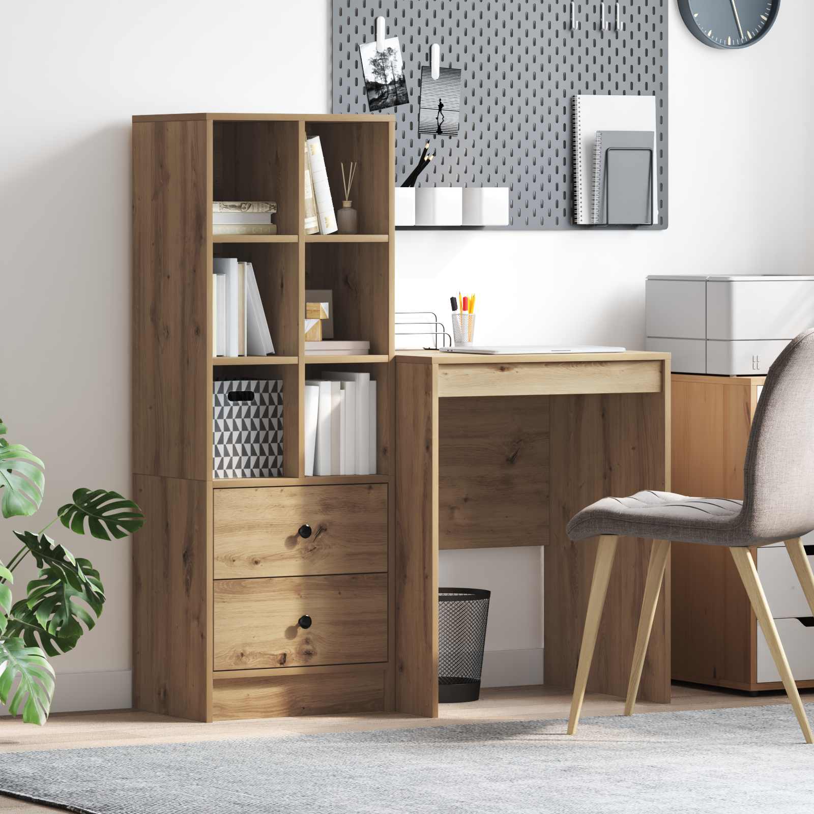 Schreibtisch mit Schubladen mit Regal 2 pcs Artisan-Eiche