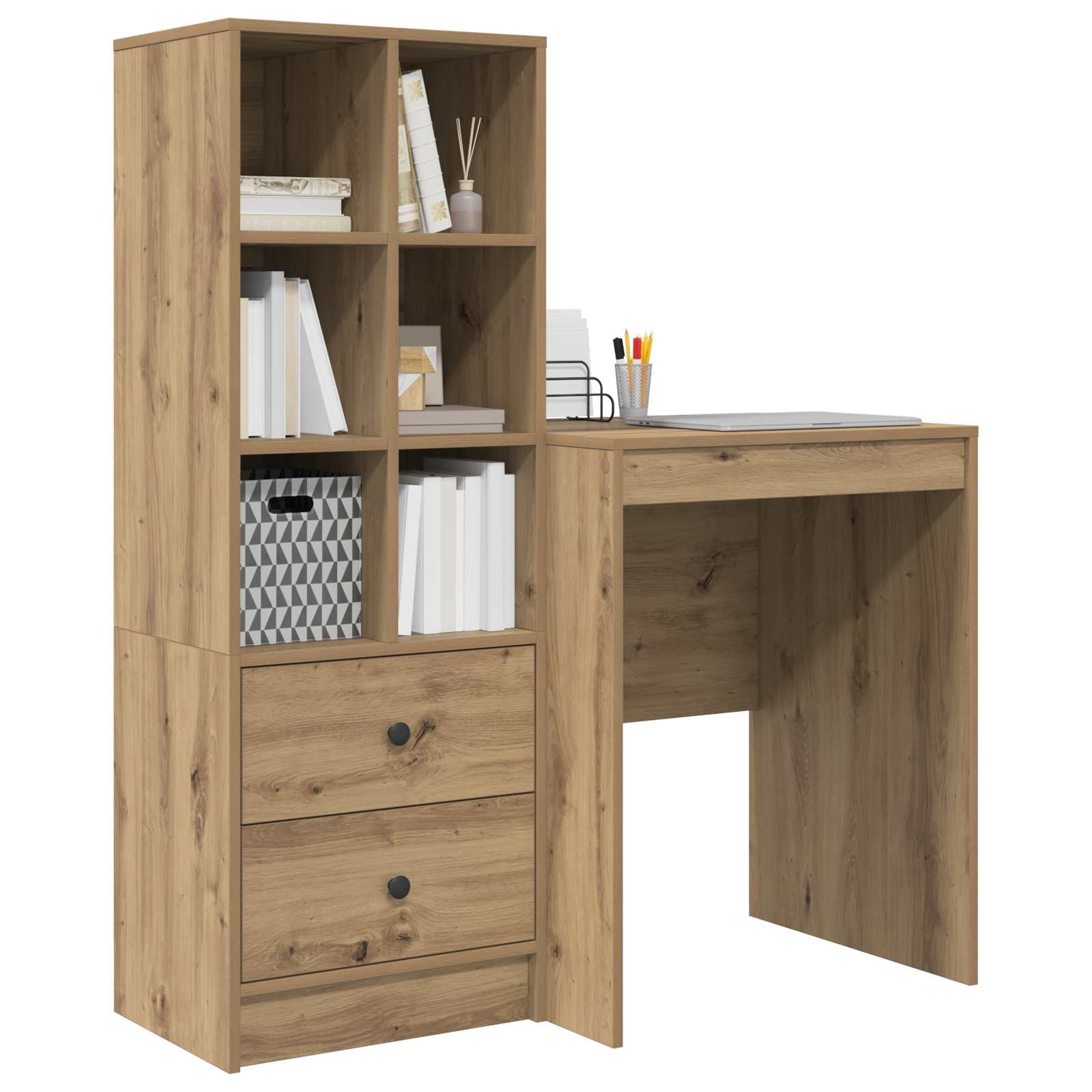 Schreibtisch mit Schubladen mit Regal 2 pcs Artisan-Eiche