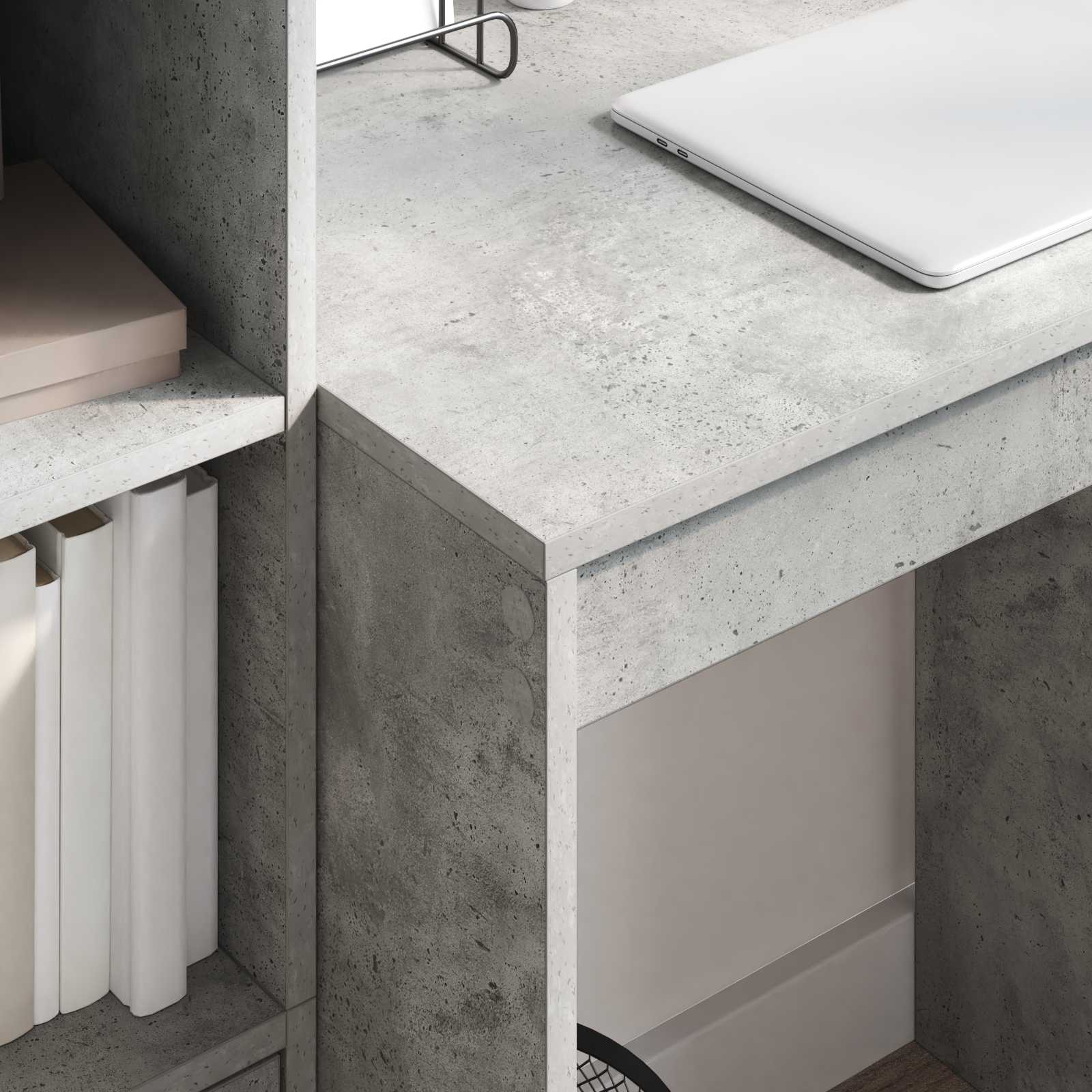 Schreibtisch mit Schubladen mit Regal 2 pcs Beton Grau