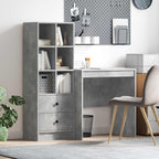 Schreibtisch mit Schubladen mit Regal 2 pcs Beton Grau