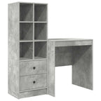 Schreibtisch mit Schubladen mit Regal 2 pcs Beton Grau