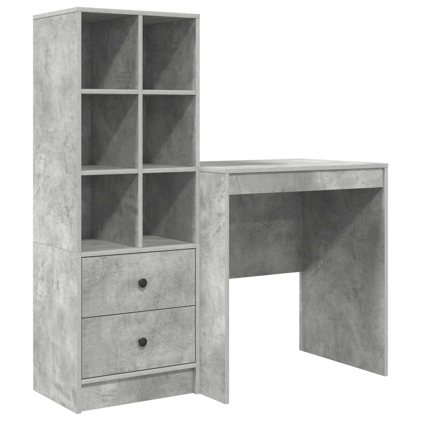 Schreibtisch mit Schubladen mit Regal 2 pcs Beton Grau