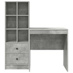 Schreibtisch mit Schubladen mit Regal 2 pcs Beton Grau