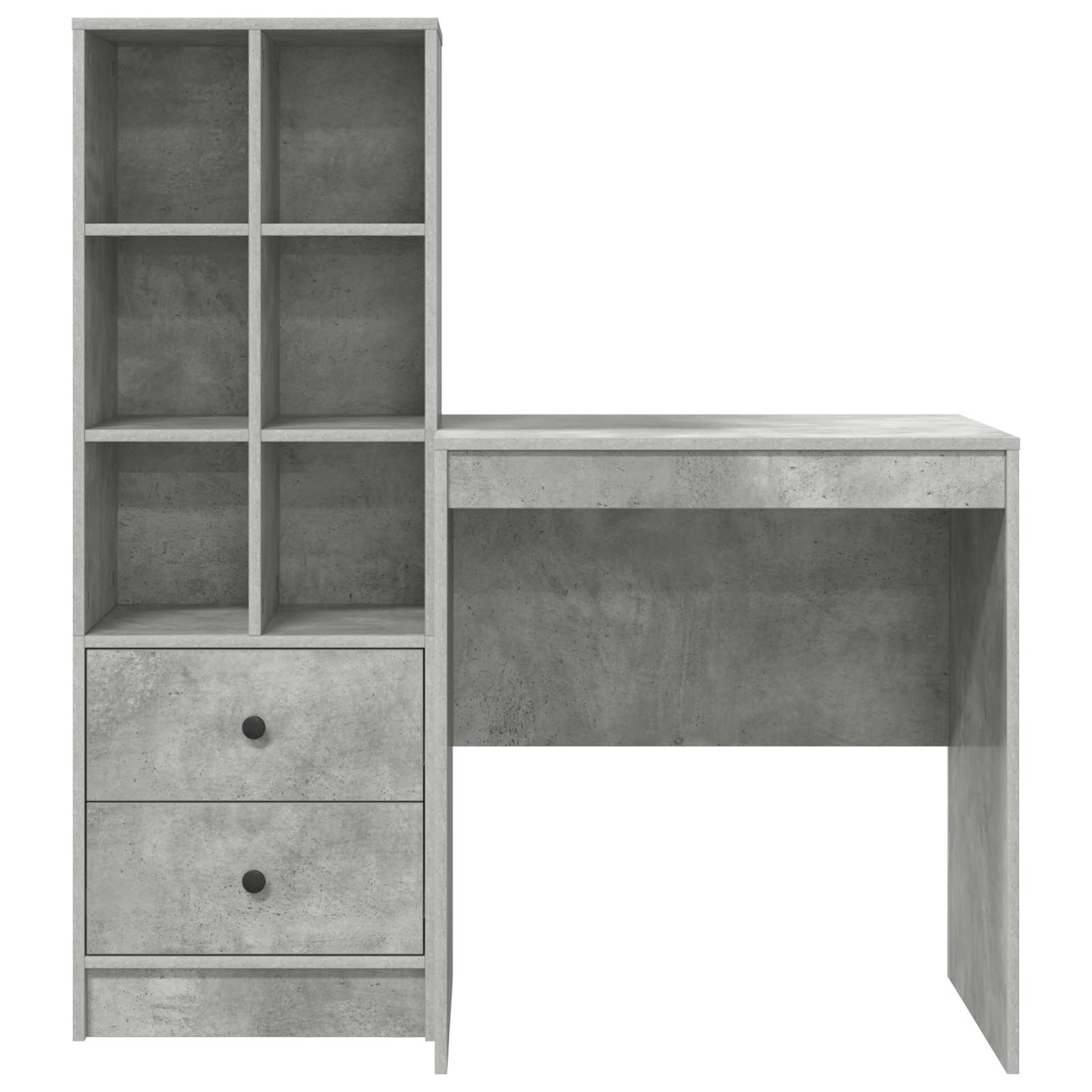 Schreibtisch mit Schubladen mit Regal 2 pcs Beton Grau