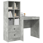 Schreibtisch mit Schubladen mit Regal 2 pcs Beton Grau