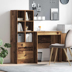 Schreibtisch mit Schubladen mit Regal 2 pcs Altholz