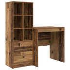 Schreibtisch mit Schubladen mit Regal 2 pcs Altholz