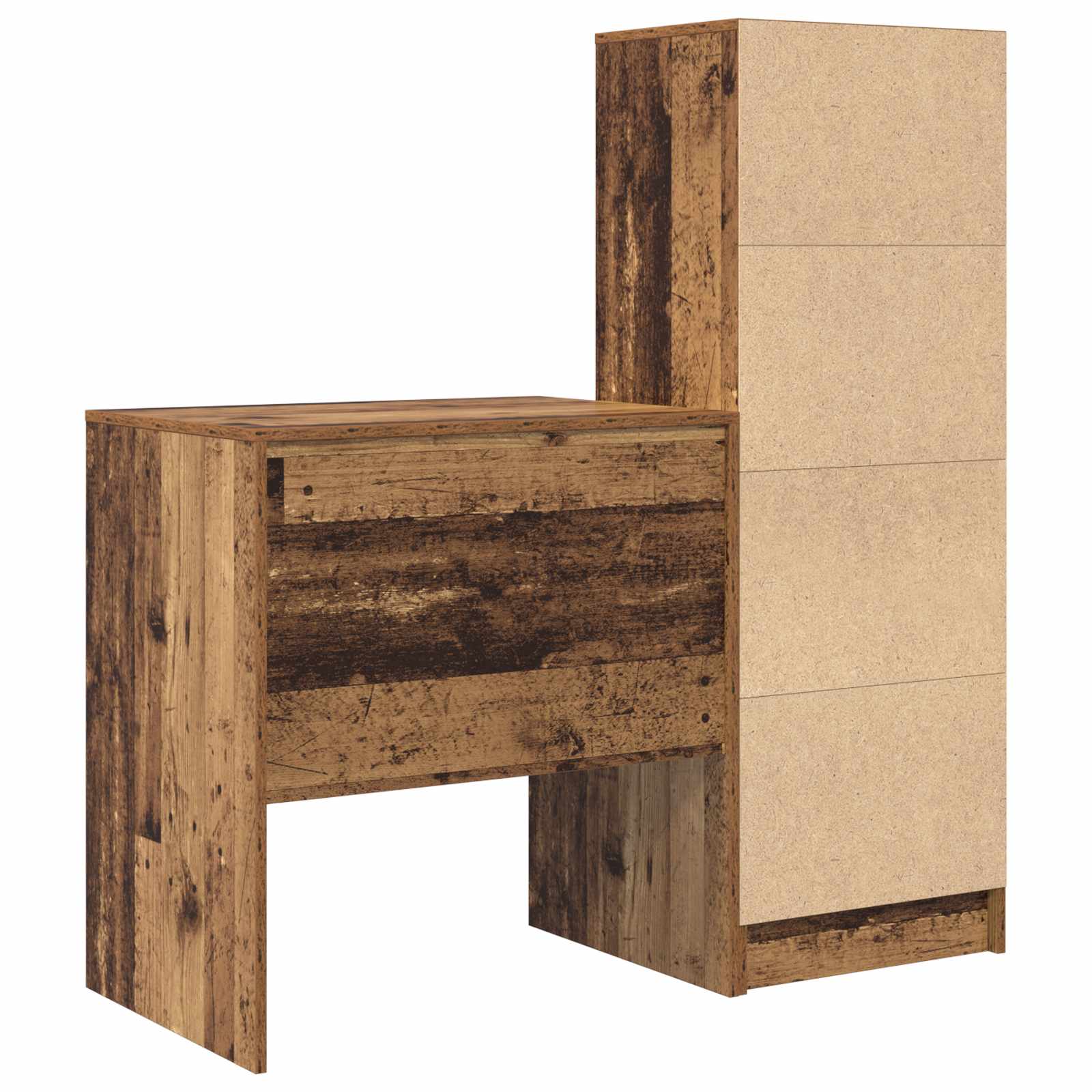 Schreibtisch mit Schubladen mit Regal 2 pcs Altholz