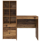 Schreibtisch mit Schubladen mit Regal 2 pcs Altholz