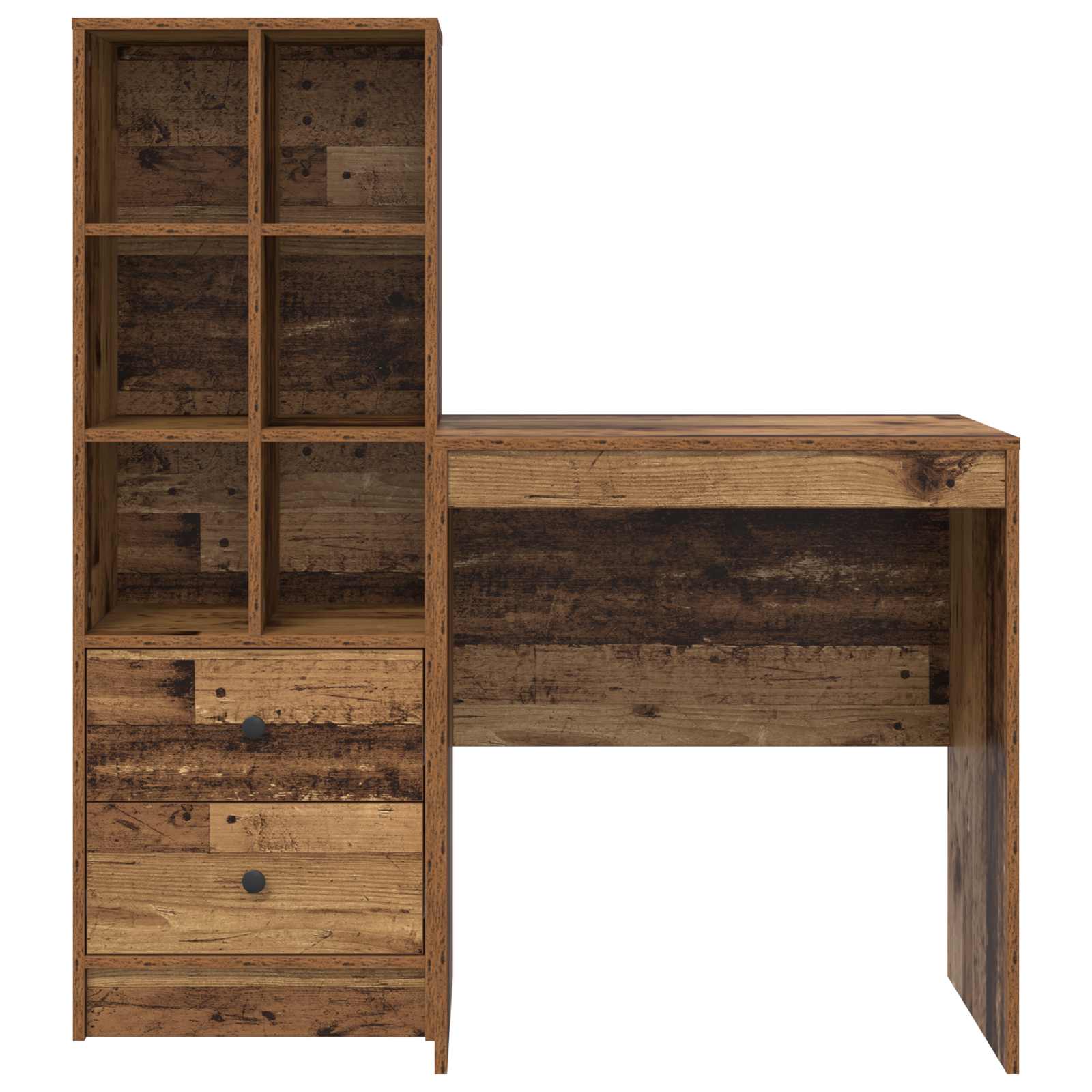 Schreibtisch mit Schubladen mit Regal 2 pcs Altholz