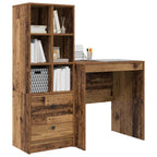 Schreibtisch mit Schubladen mit Regal 2 pcs Altholz