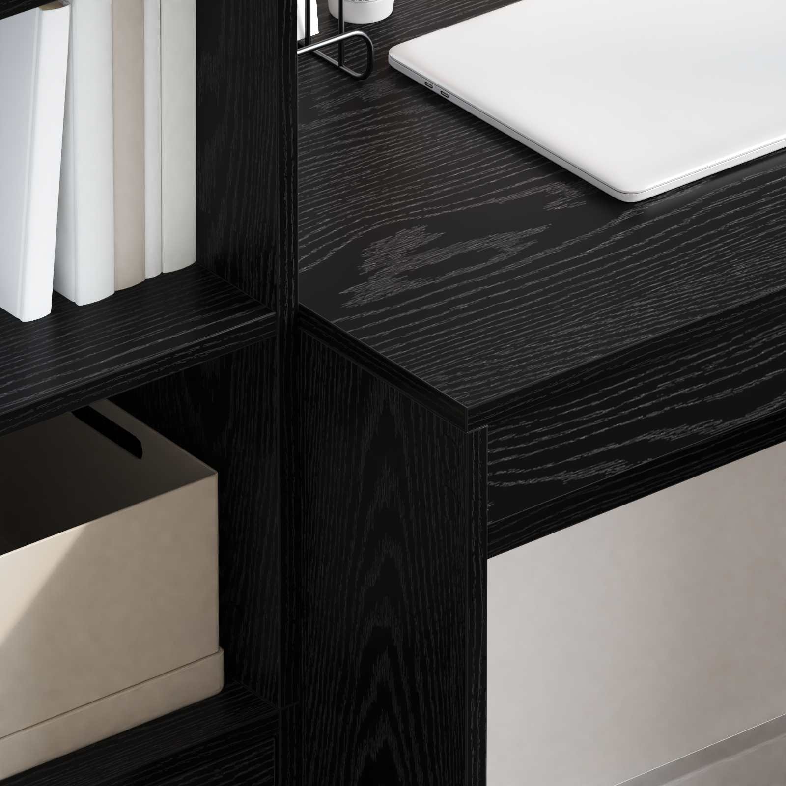 Schreibtisch mit Schubladen 2 pcs Schwarz Eichen-Optik