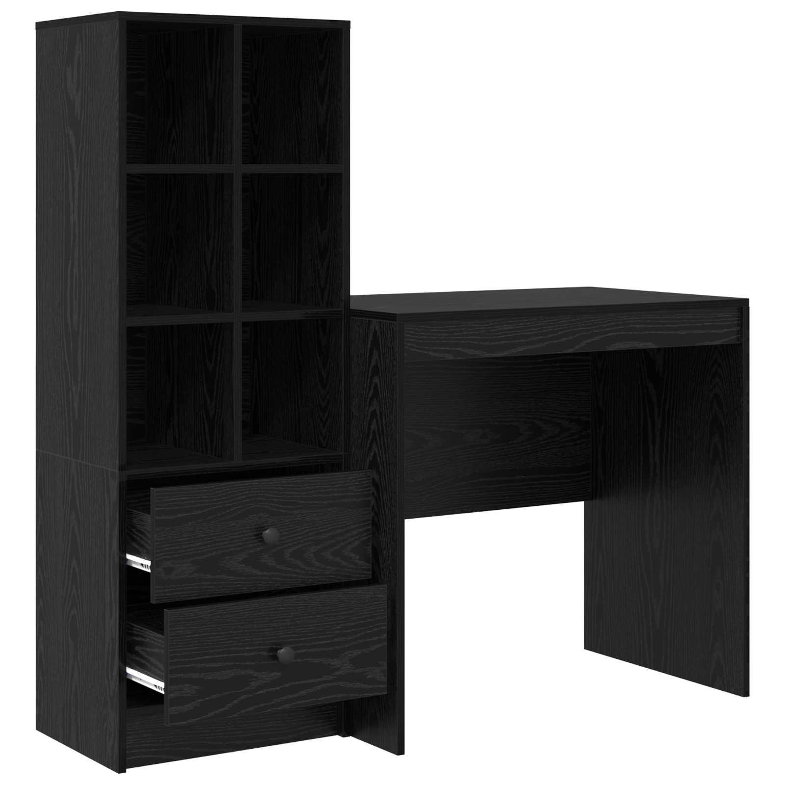 Schreibtisch mit Schubladen 2 pcs Schwarz Eichen-Optik