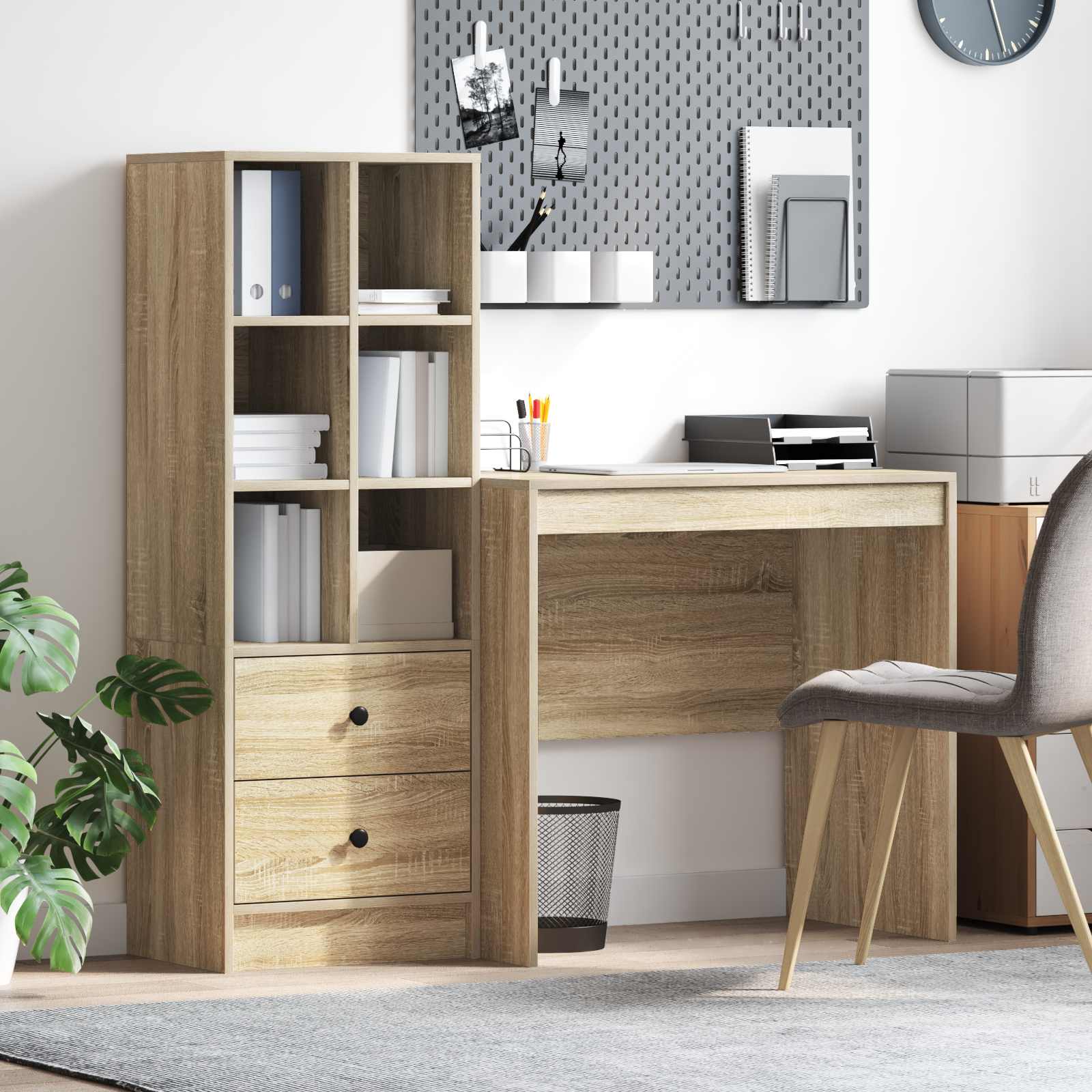 Schreibtisch mit Schubladen mit Regal 2 pcs Sonoma-Eiche