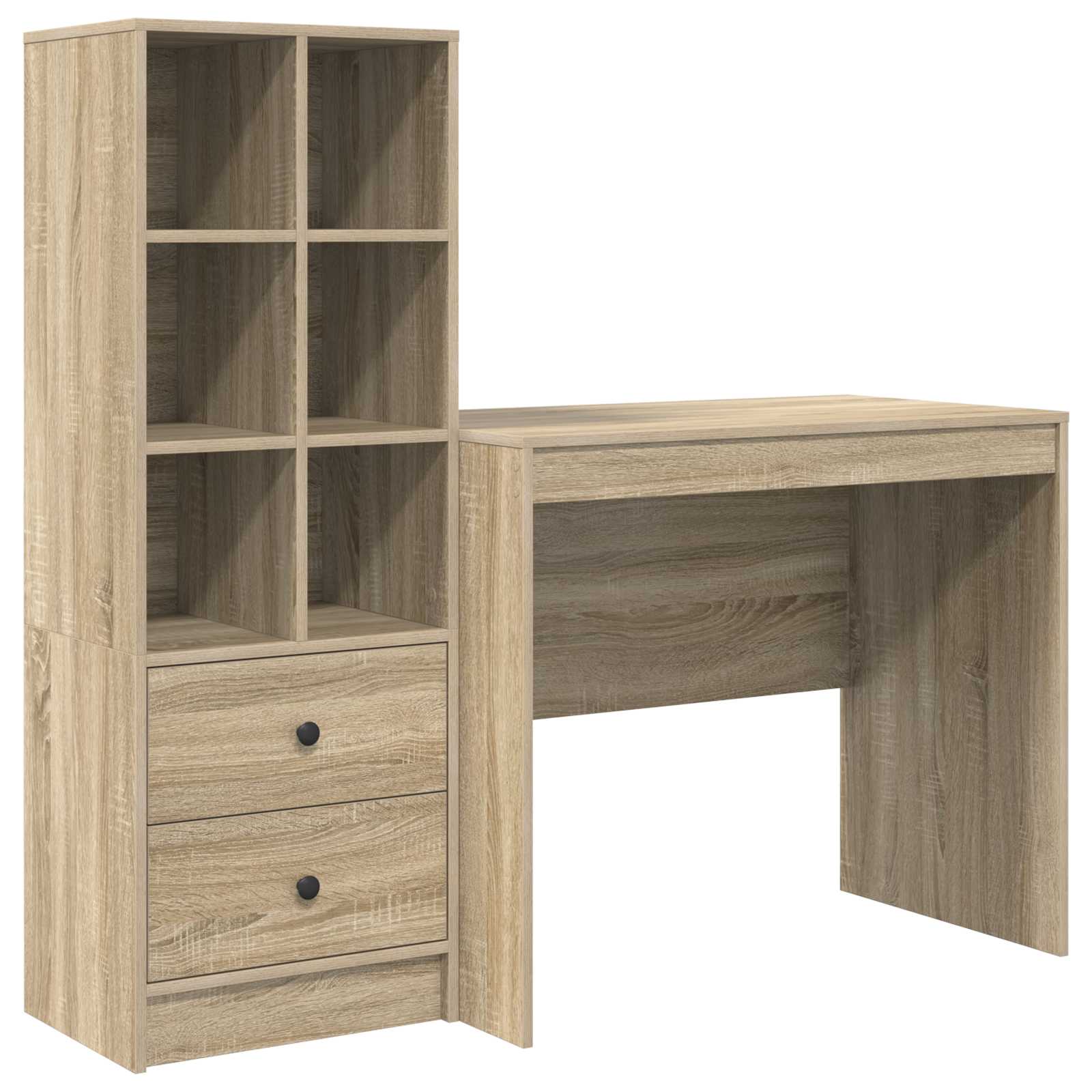 Schreibtisch mit Schubladen mit Regal 2 pcs Sonoma-Eiche