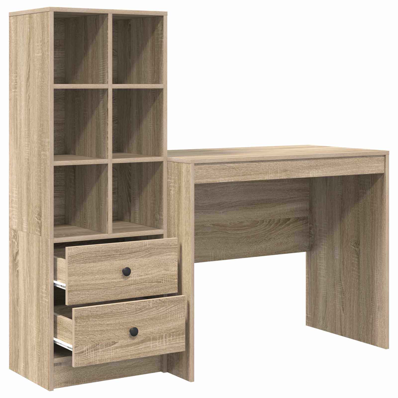 Schreibtisch mit Schubladen mit Regal 2 pcs Sonoma-Eiche