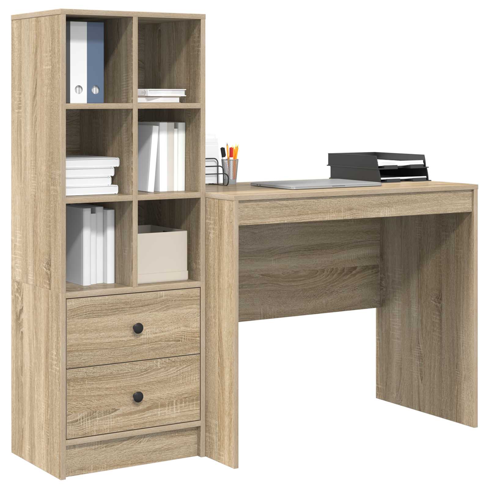 Schreibtisch mit Schubladen mit Regal 2 pcs Sonoma-Eiche