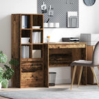 Schreibtisch mit Schubladen mit Regal 2 pcs Altholz