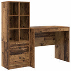 Schreibtisch mit Schubladen mit Regal 2 pcs Altholz