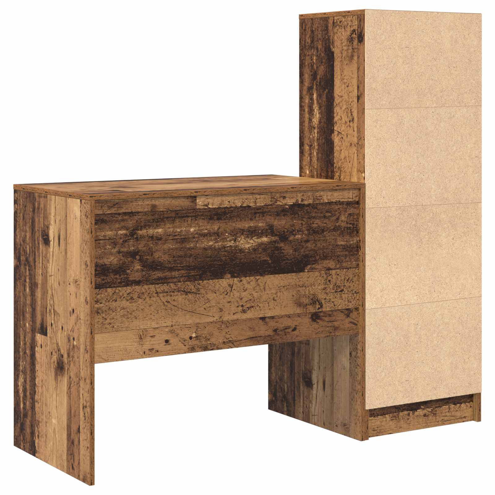 Schreibtisch mit Schubladen mit Regal 2 pcs Altholz