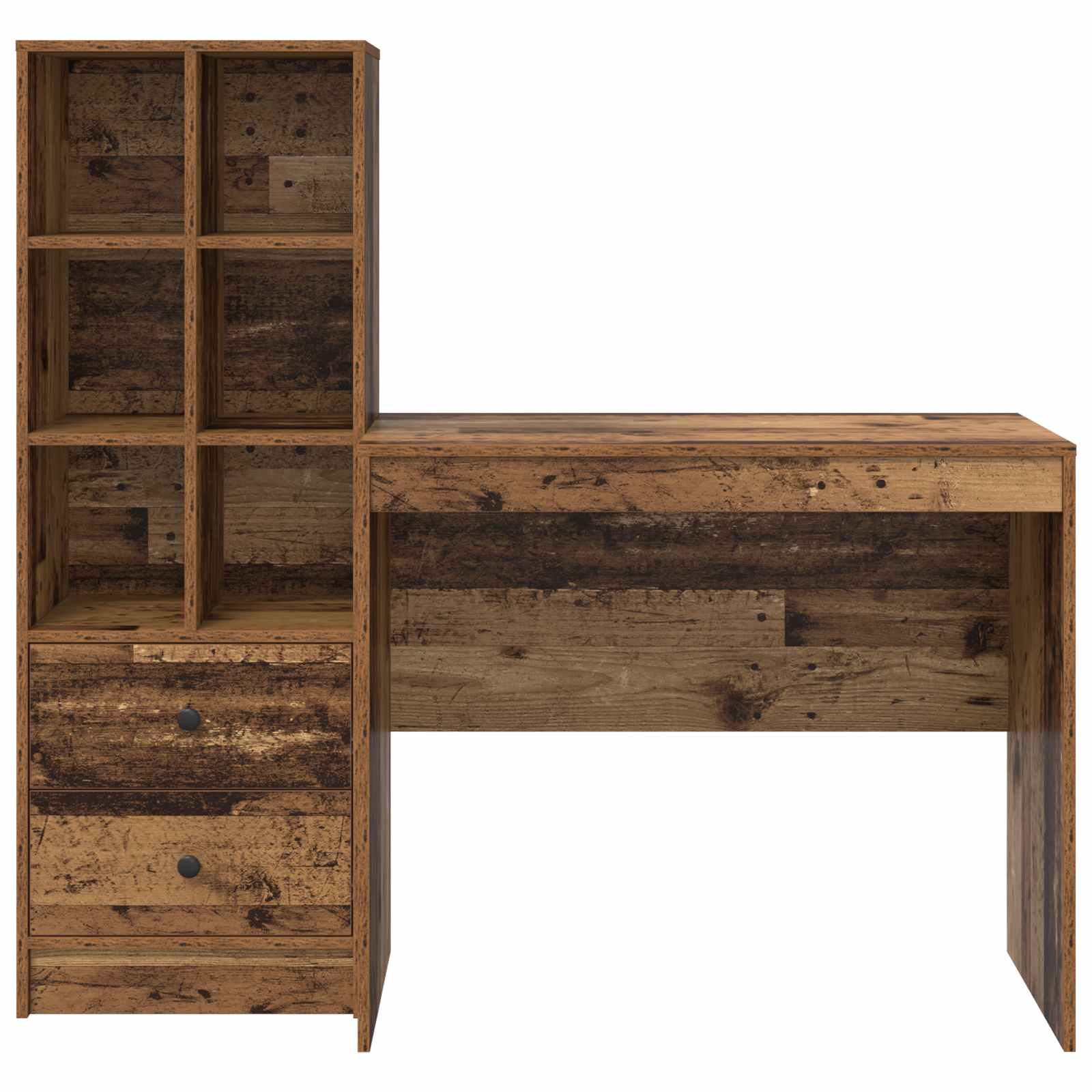 Schreibtisch mit Schubladen mit Regal 2 pcs Altholz