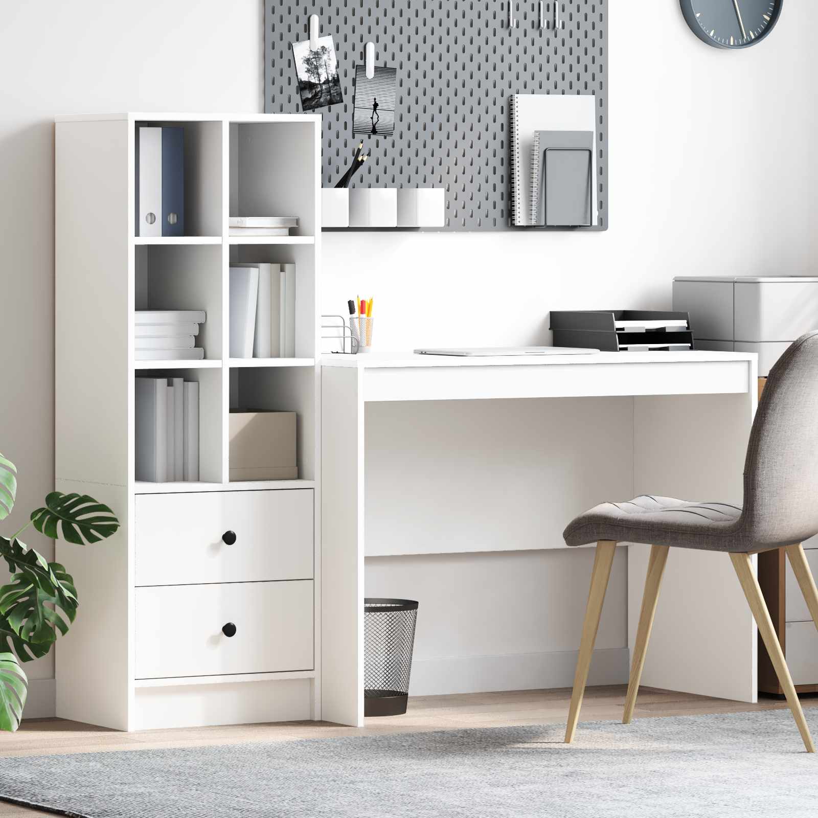 Schreibtisch mit Schubladen 2 pcs Weiß