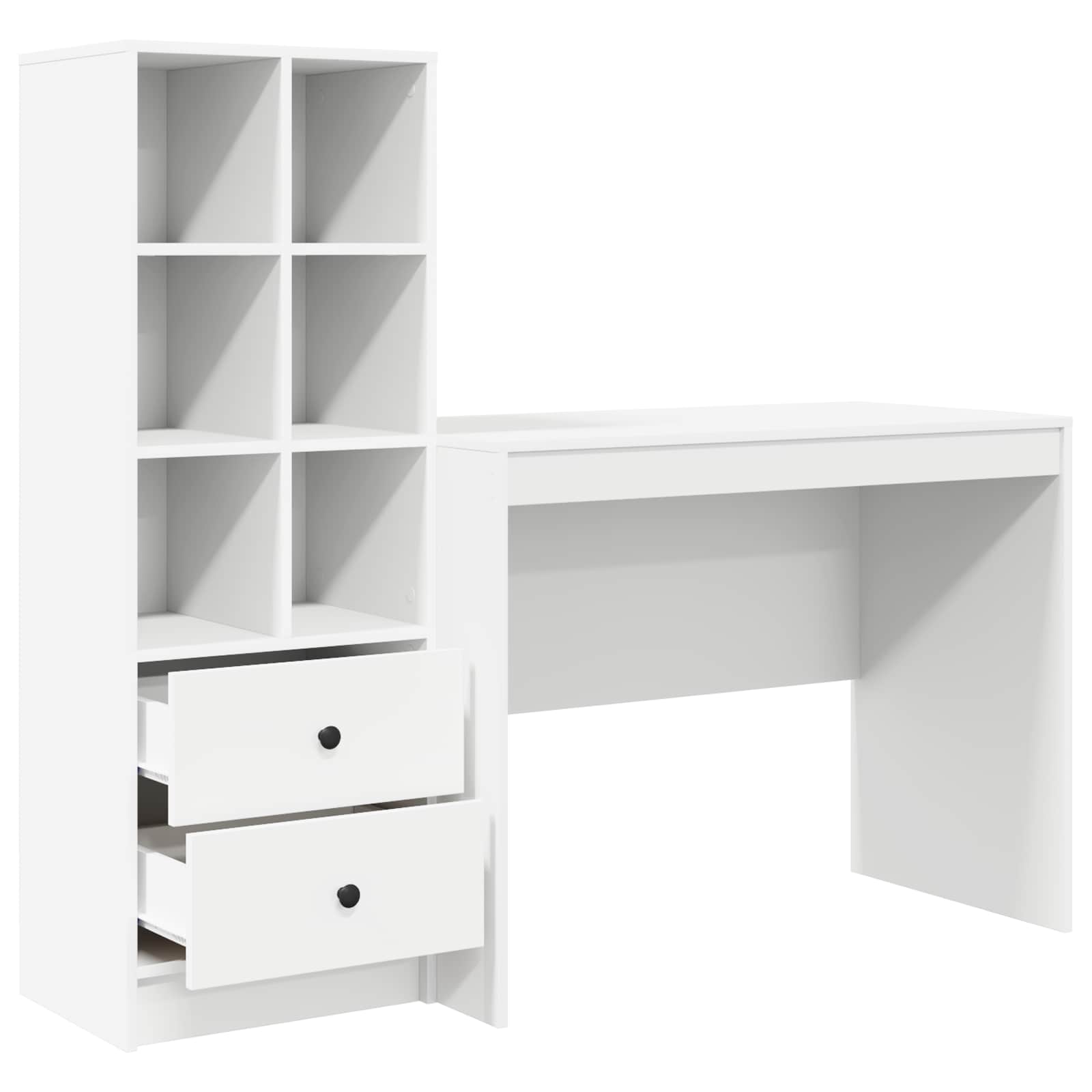 Schreibtisch mit Schubladen 2 pcs Weiß