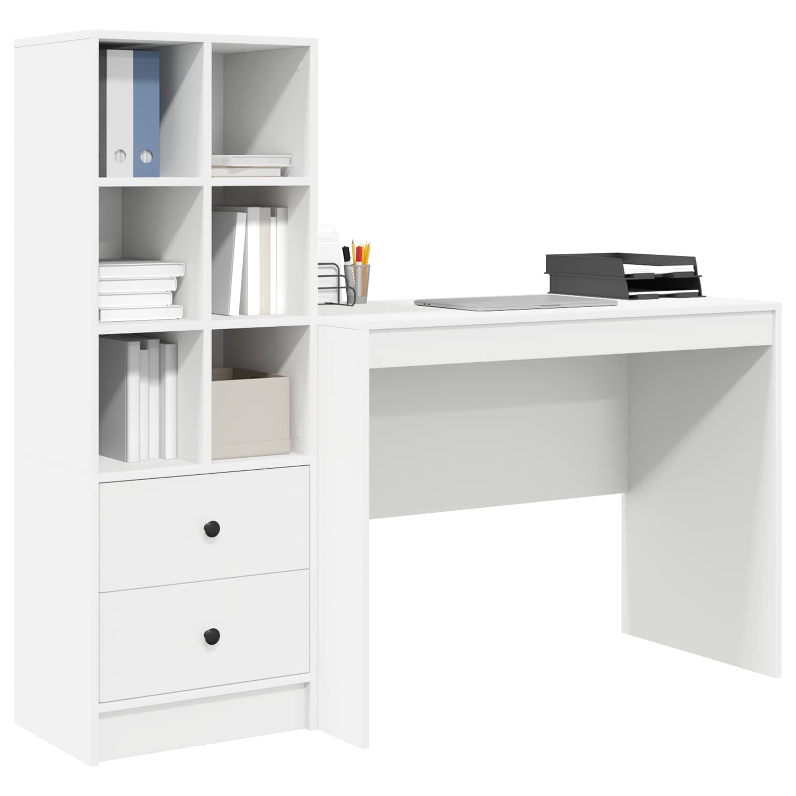 Schreibtisch mit Schubladen 2 pcs Weiß