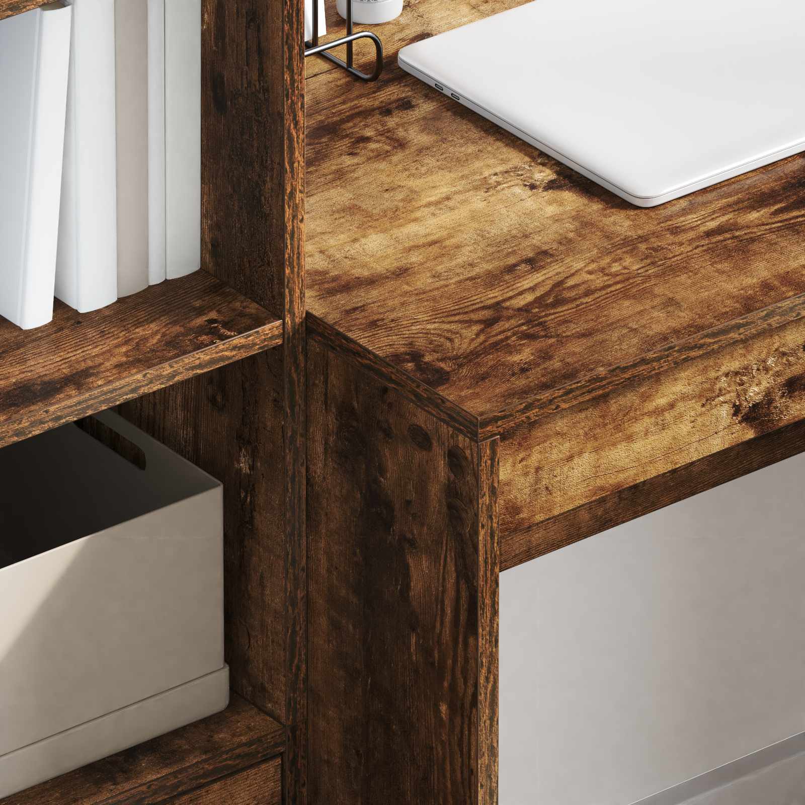 Schreibtisch mit Schubladen 2 pcs Geräucherte Eiche