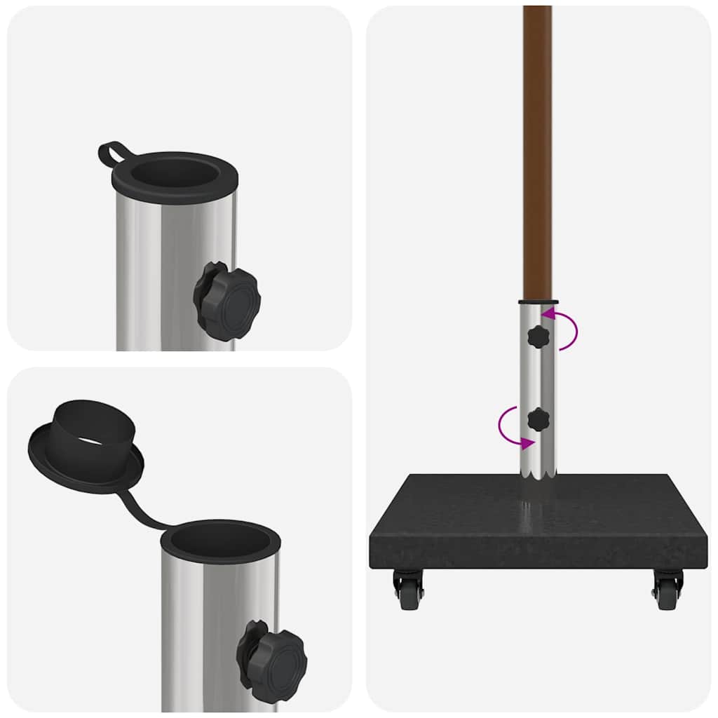 Sonnenschirmständer 30kg Schwarz Granit Quadratisch