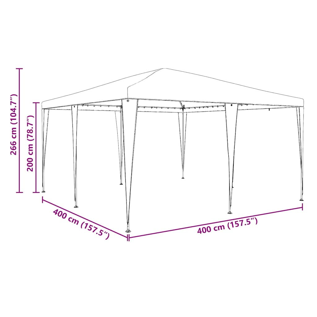Party-Zelt Weiß 400 x 400 x 266 cm Polyethylen und Stahl