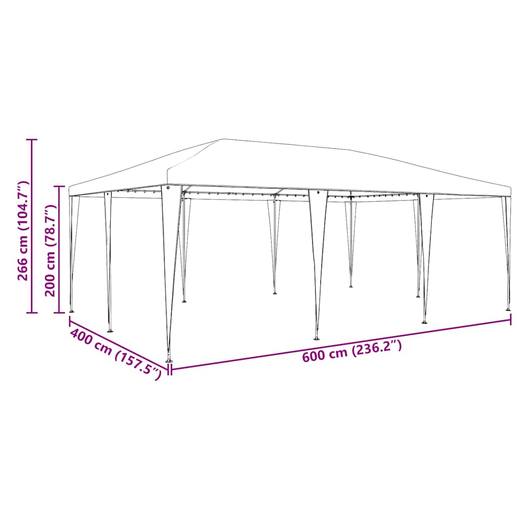 Party-Zelt Anthrazit 600 x 400 x 266 cm Polyethylen und Stahl