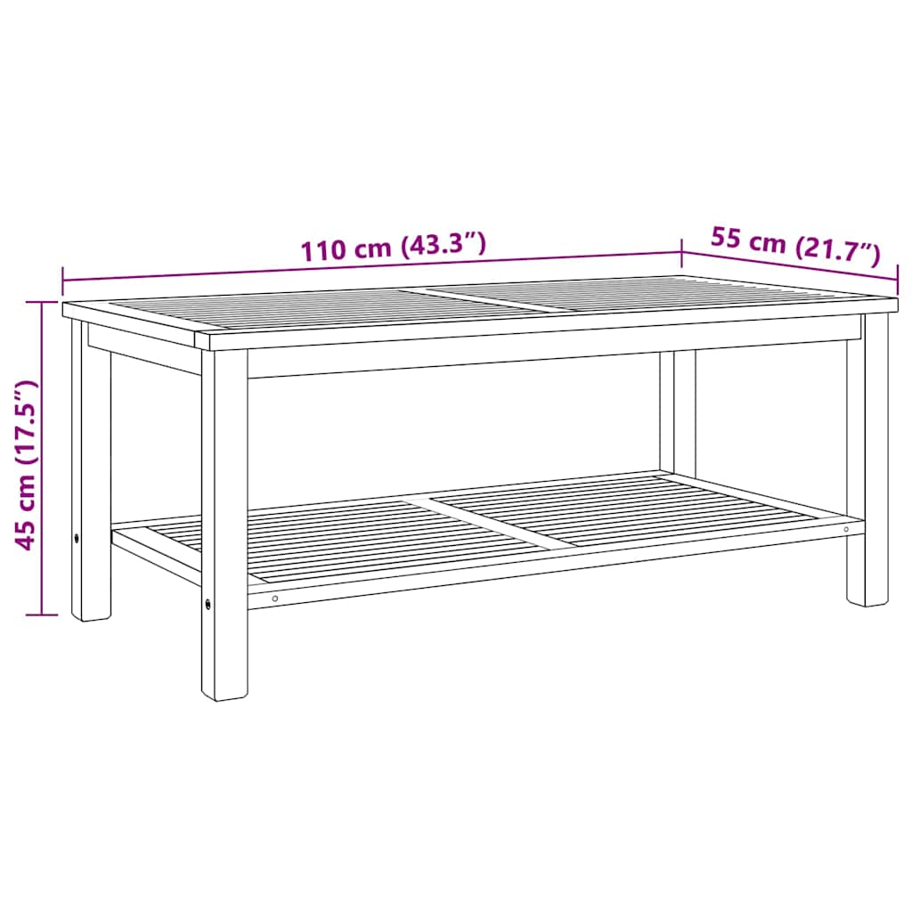 Couchtisch mit Speicher Braun 110 x 55 x 45 cm Massivholz Teak