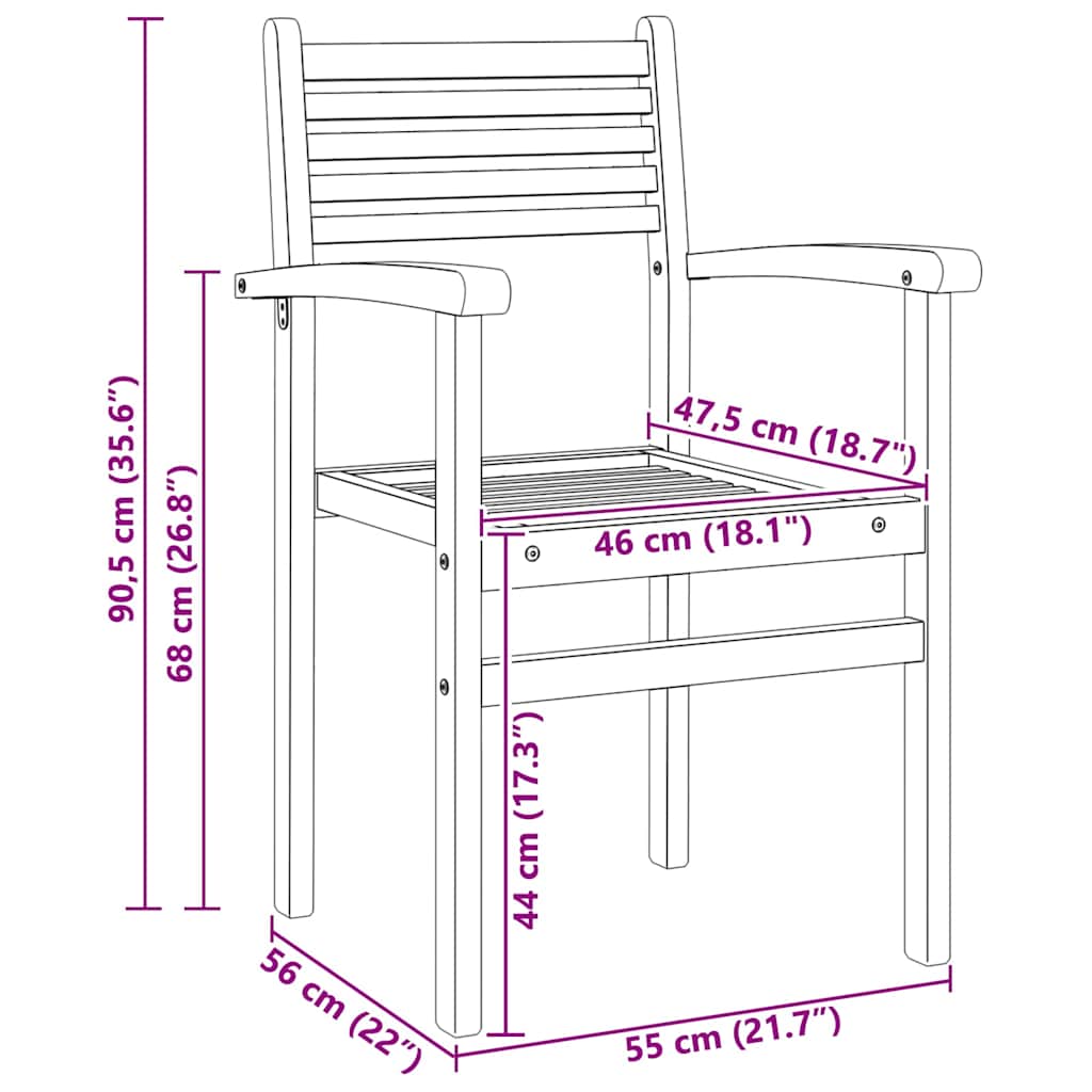 Stuhl 4 pcs Braun 56 x 55 x 90,5 cm Massivholz Teak