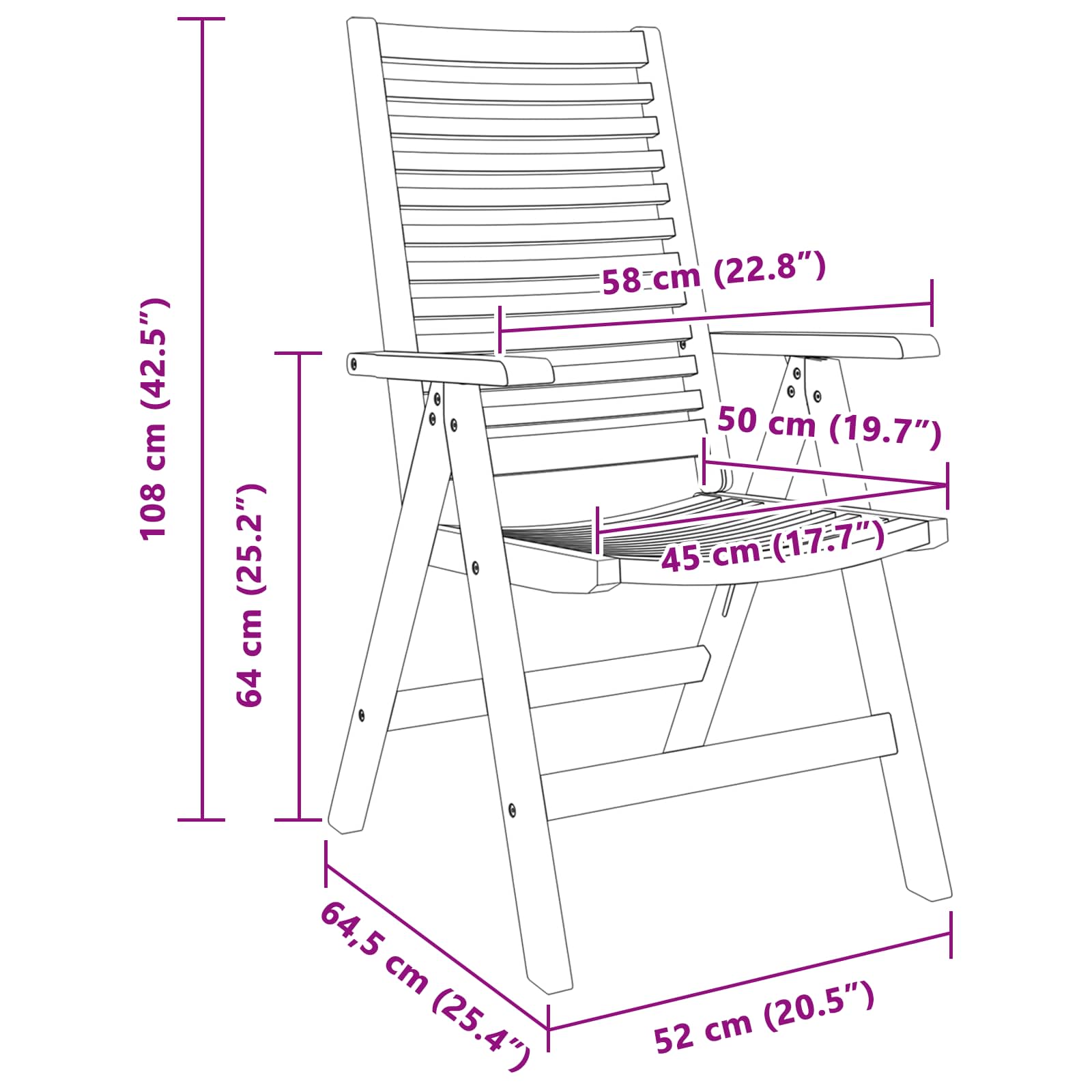 Stuhl 2 pcs Braun 64,5 x 52 x 108 cm Massivholz Teak
